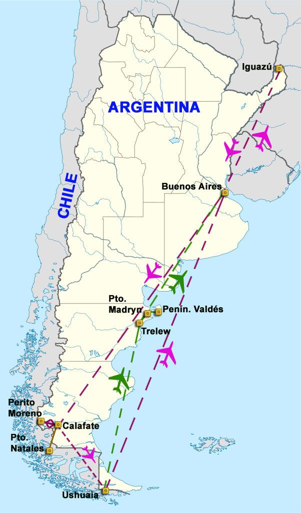 Mapa del viaje Argentina a medida
