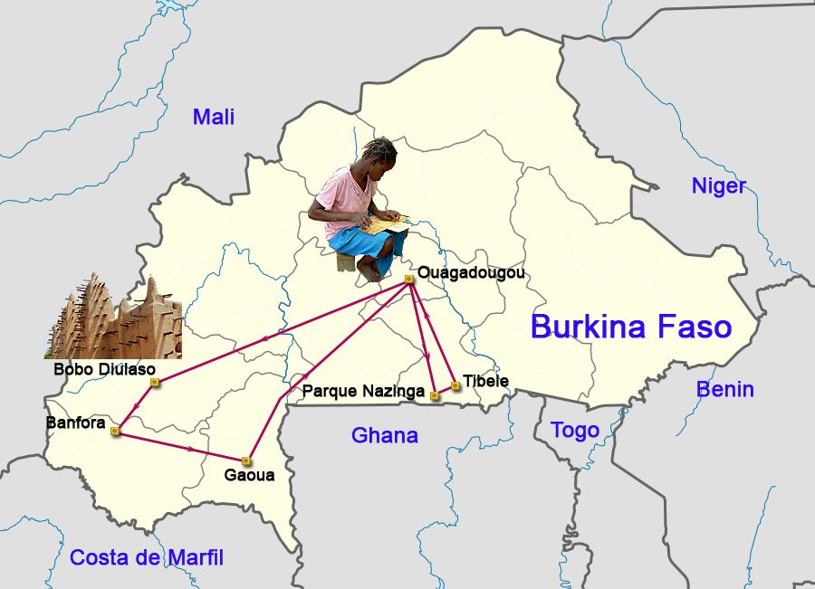 Mapa del viaje Burkina