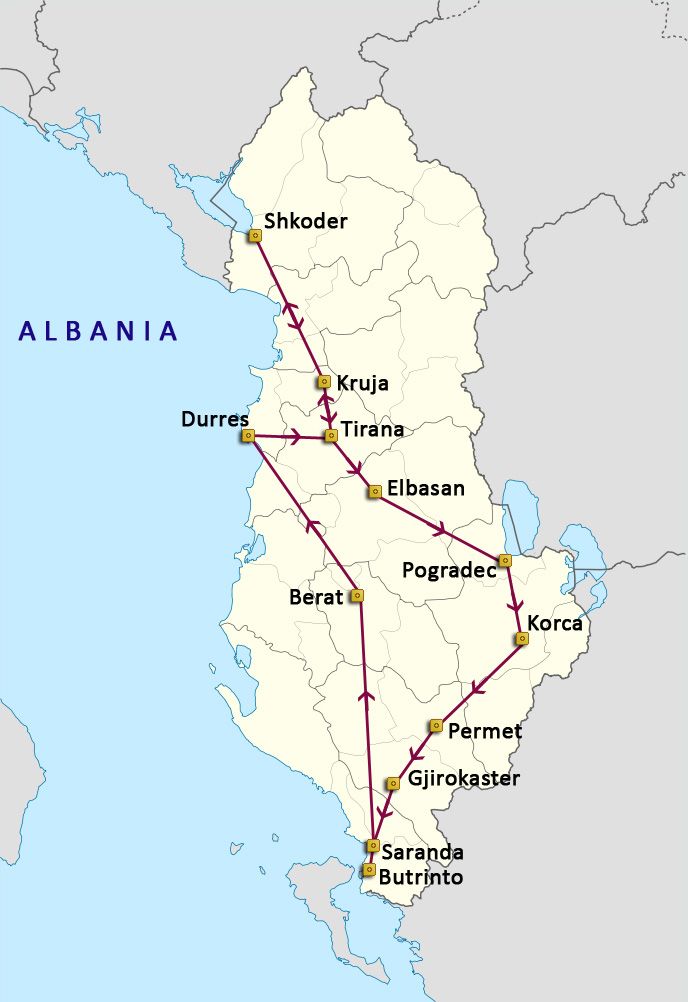 Mapa del viaje Albania