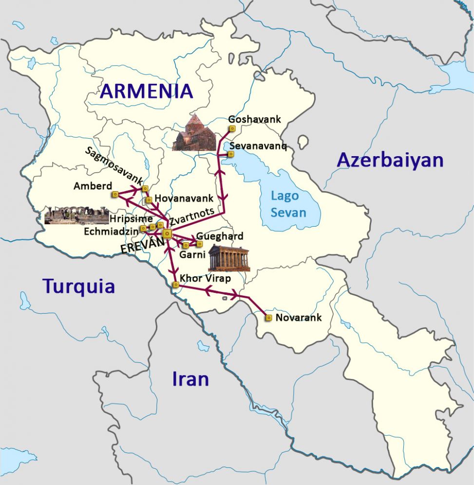 Mapa del viaje Armenia - Hayastan