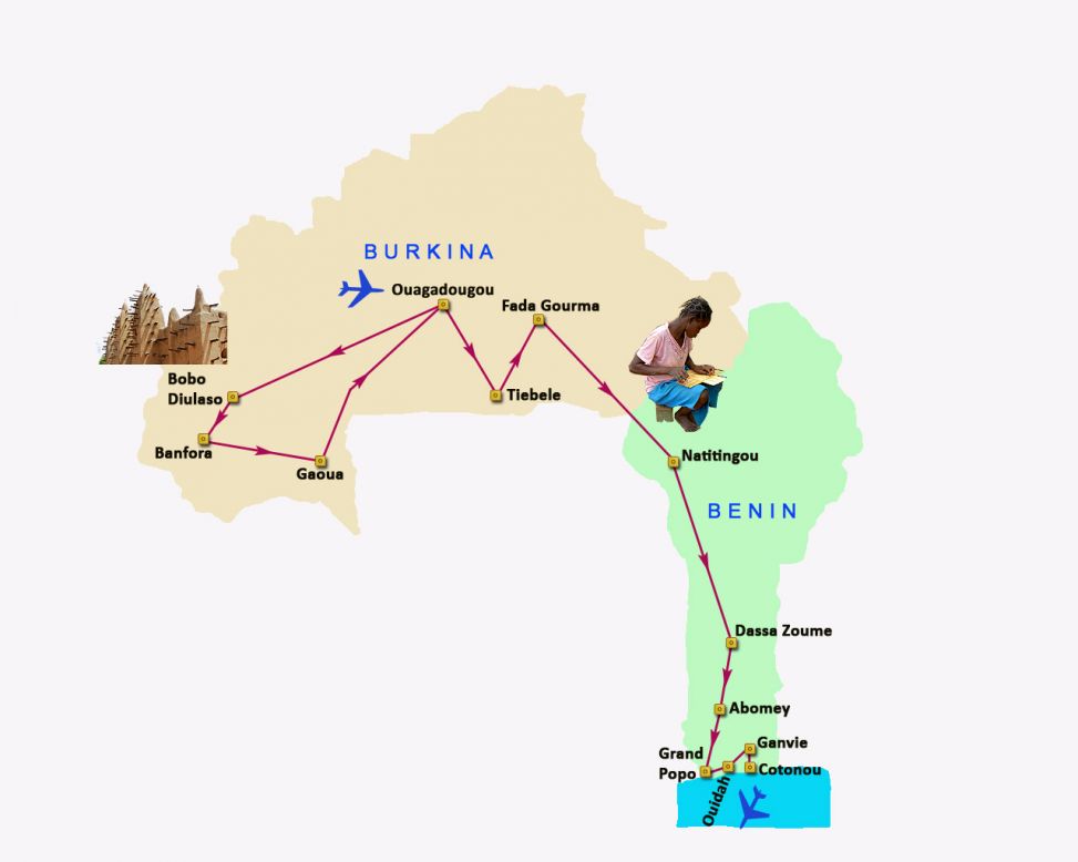 Mapa del viaje Burkina - Benin