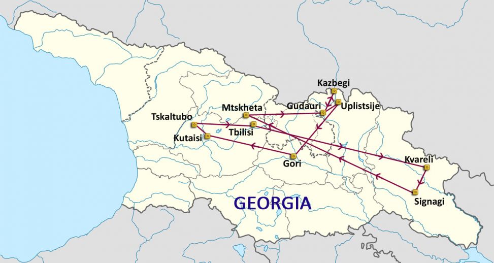 Mapa del viaje Georgia - Escapada. Tierra de maravillas infinitas