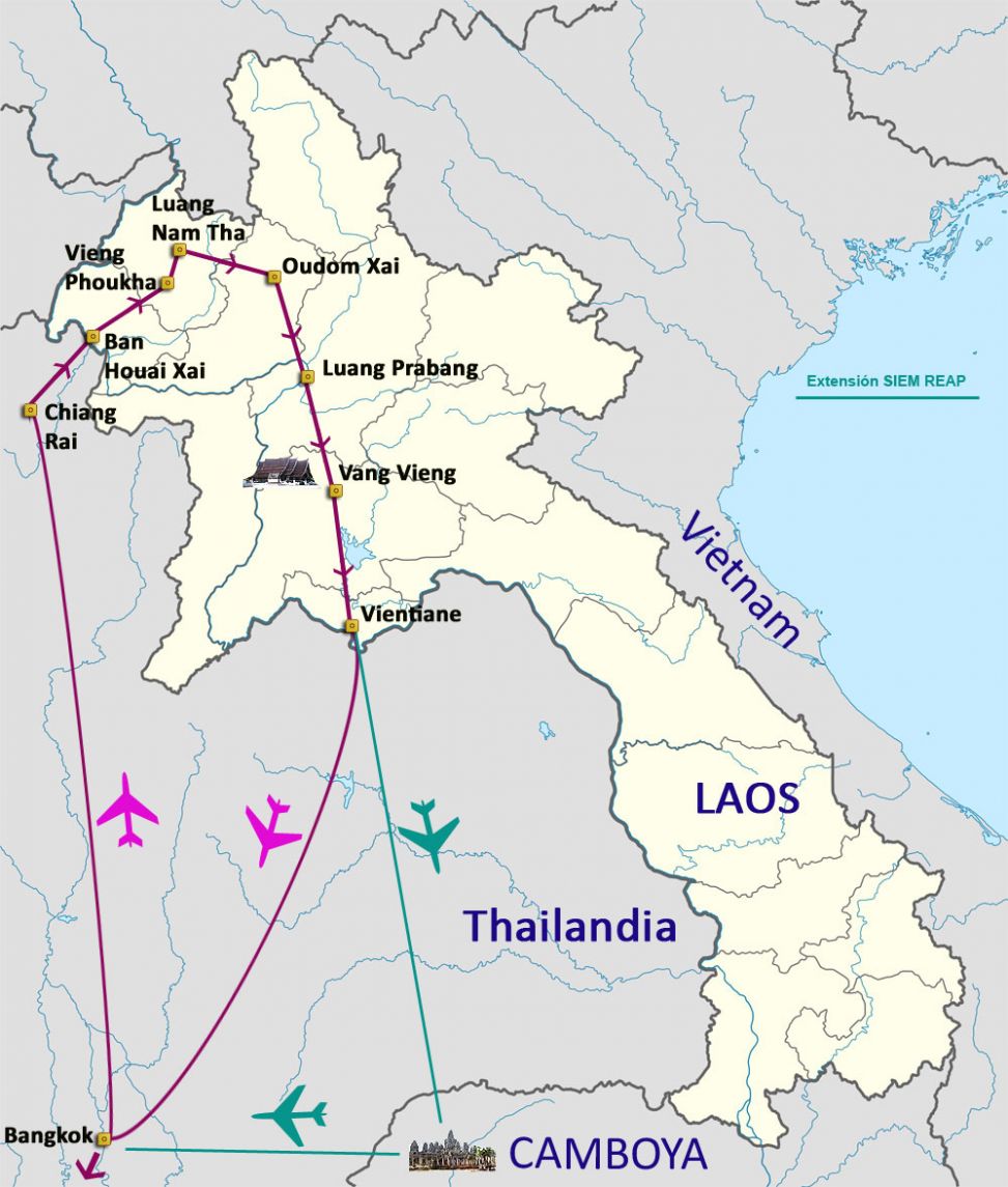 Mapa del viaje Laos - Un país a descubrir