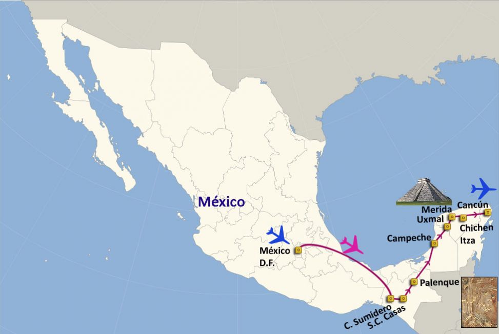 Mapa del viaje México Mágico