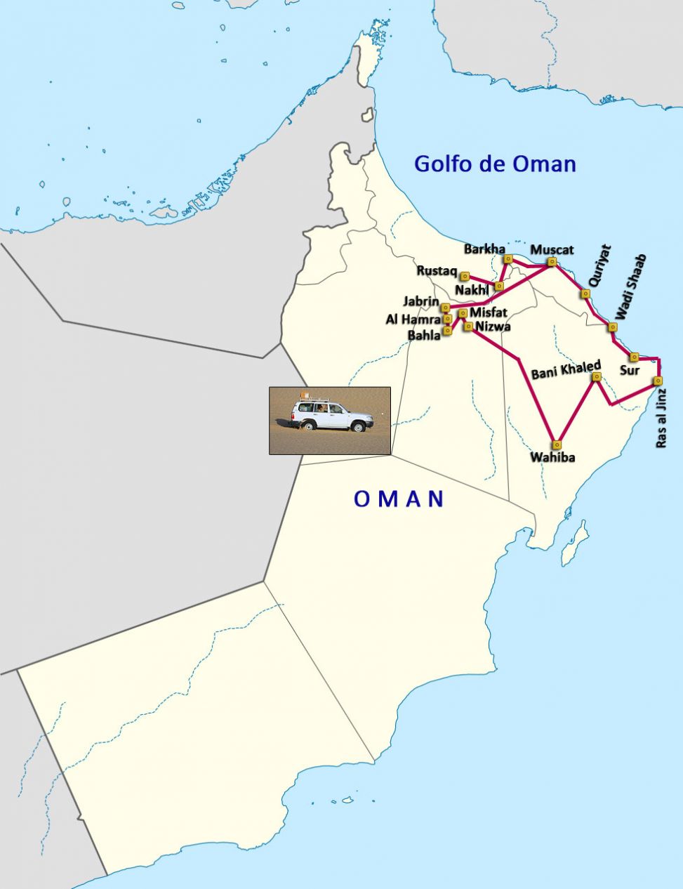 Mapa del viaje Omán. Tierra de Sultanes