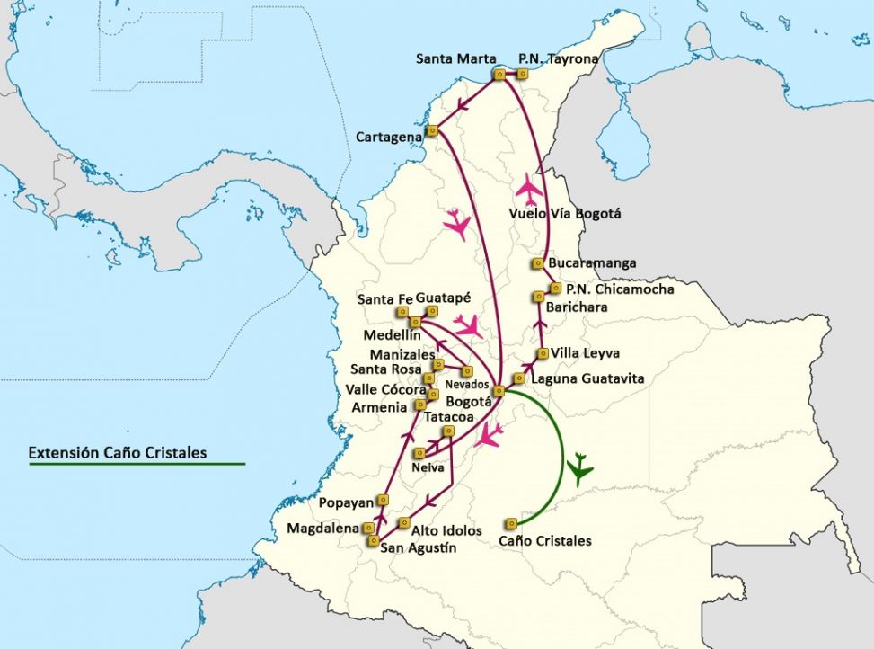 Mapa del viaje Colombia Mágica