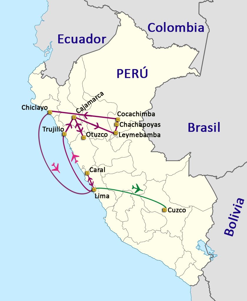Mapa del viaje Perú. Tumbas Reales