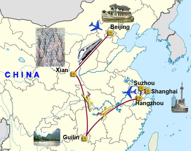 Mapa del viaje Paseo por China