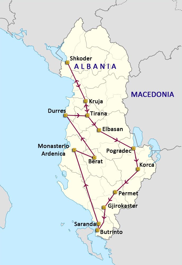 Mapa del viaje Albania 