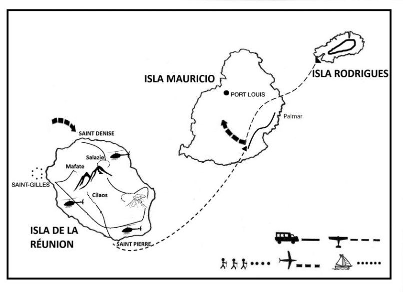 Mapa del viaje Ruta Expedición Mascareñas