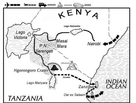 Mapa del viaje Memorias de África Experience