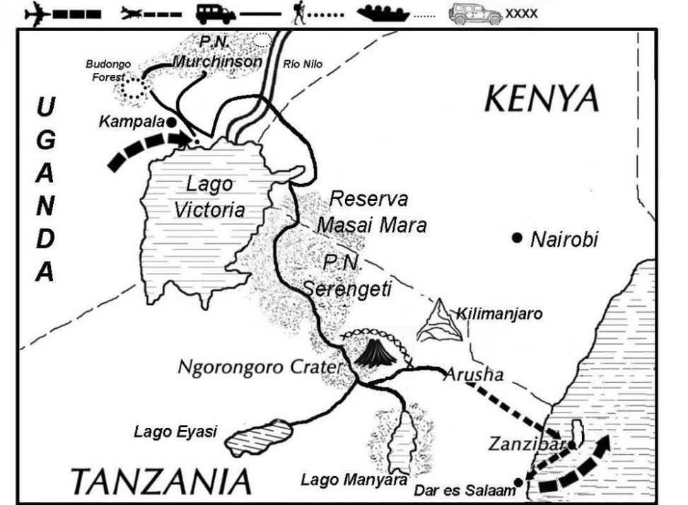 Mapa del viaje Ruta Lago Victoria