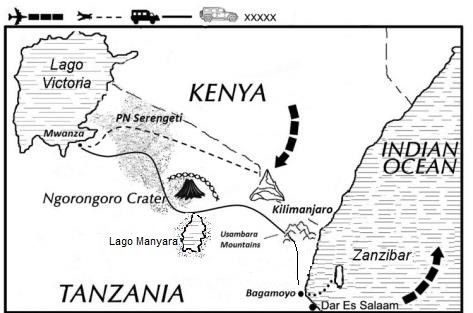 Mapa del viaje Tanzania aventura