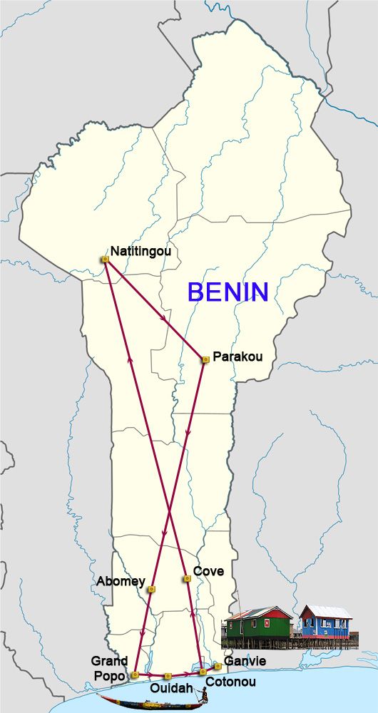 Mapa del viaje Benín