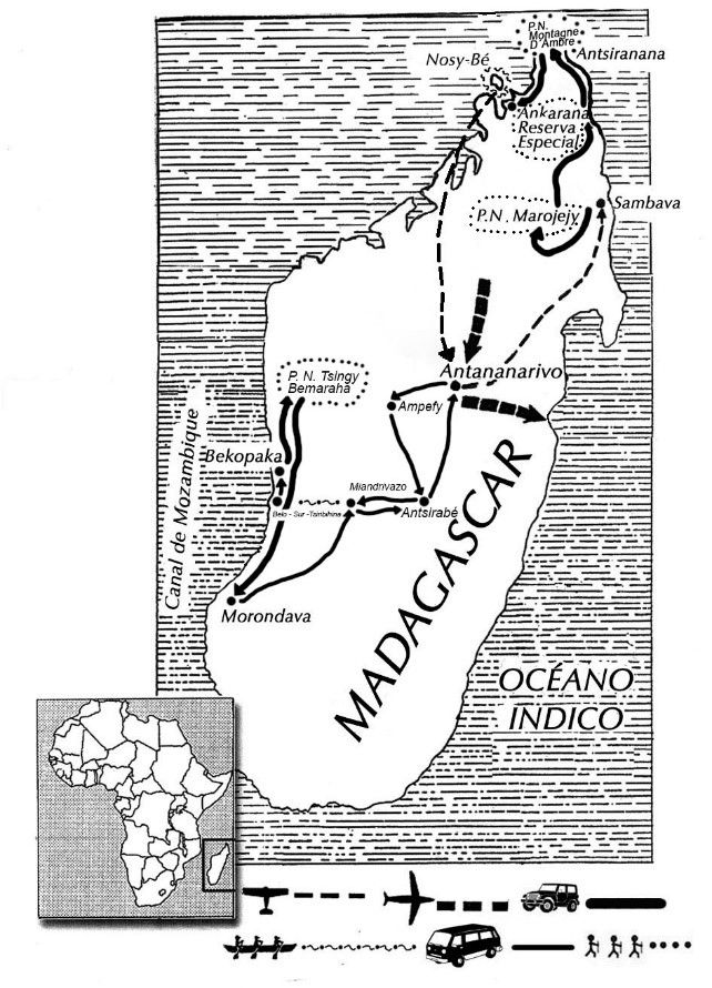 Mapa del viaje Expedición Madagascar
