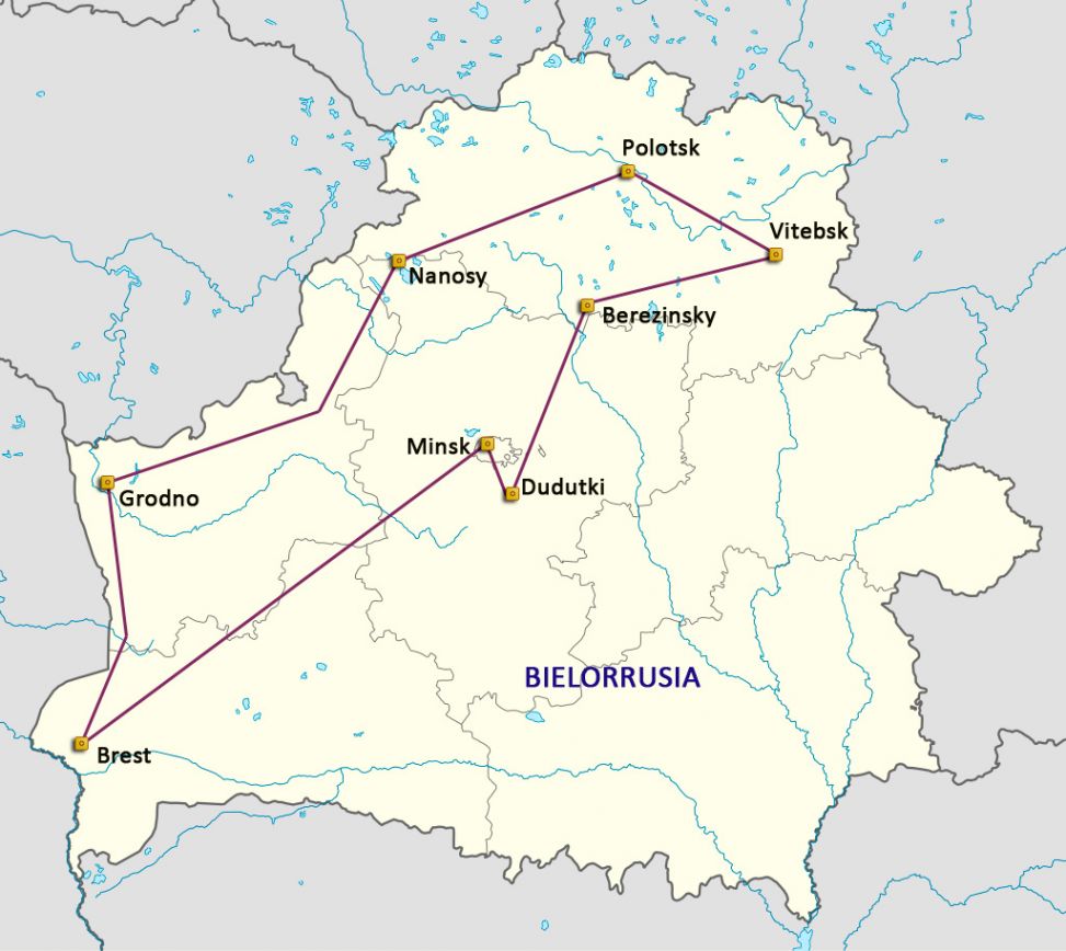Mapa del viaje Bielorrusia