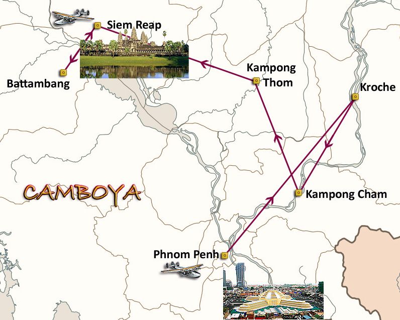 Mapa del viaje Camboya a tu aire