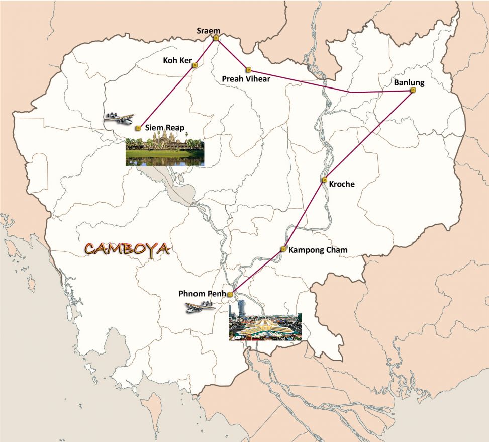 Mapa del viaje Camboya. Salida especial