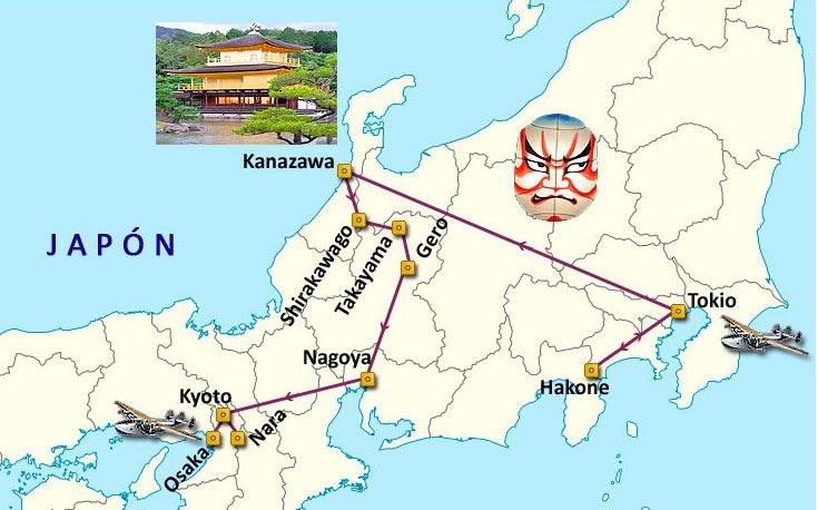 Mapa del viaje Japón Esencial