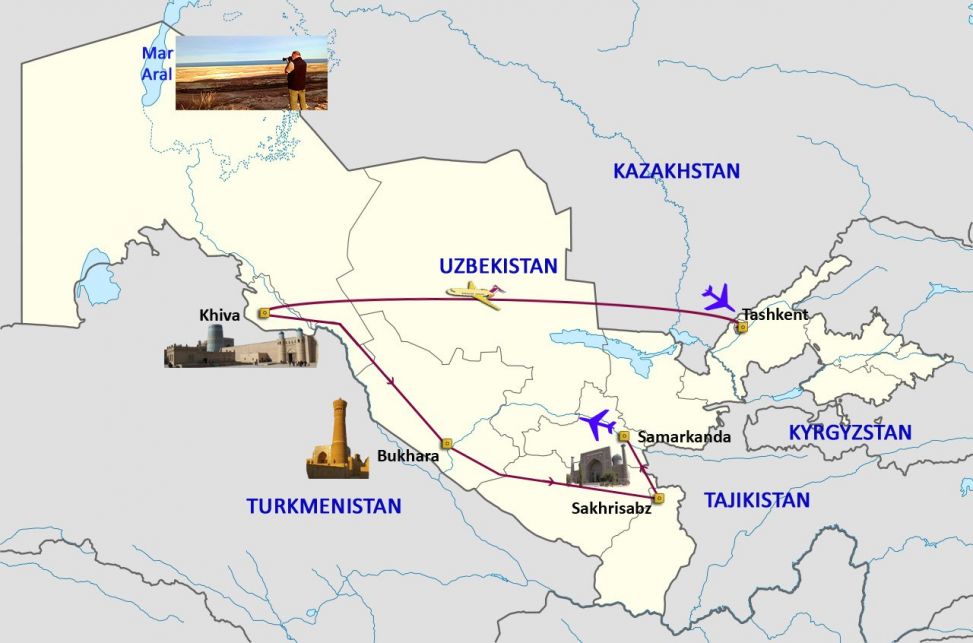 Mapa del viaje Perlas de Uzbekistán 