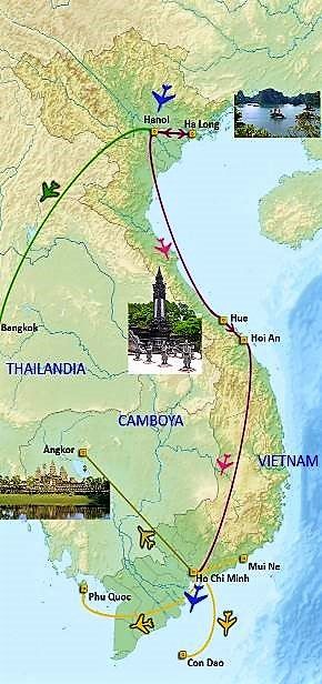 Mapa del viaje Memorias de Vietnam y extensiones