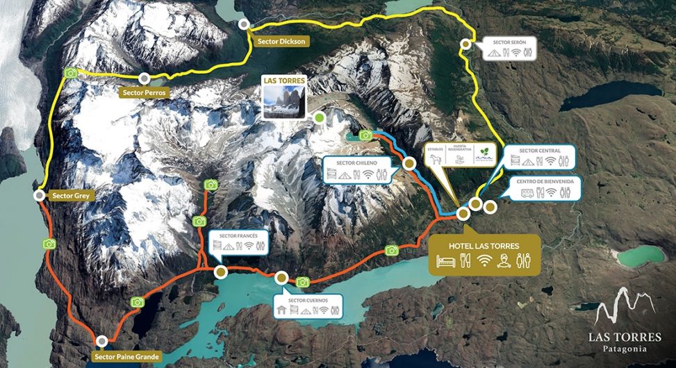 Mapa del viaje Trekking O Torres del Paine