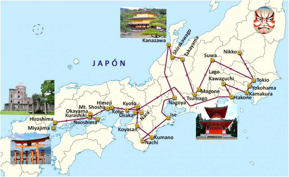 Mapa del viaje Japón, cultura y tradición