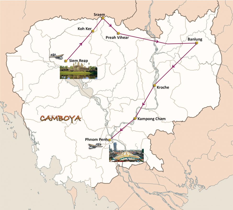 Mapa del viaje Festival de las aguas en Camboya