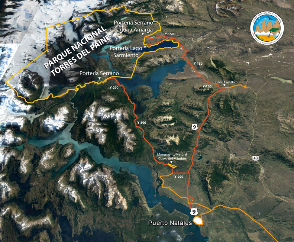 Mapa del viaje Senderismo en Torres del Paine
