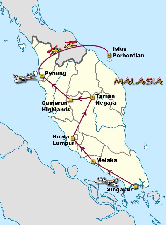 Mapa del viaje Singapur - Malasia