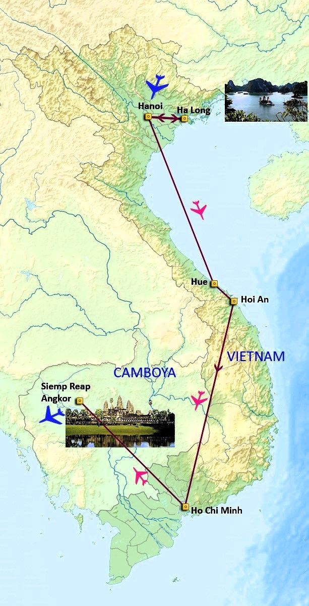 Mapa del viaje Vietnam imprescindible