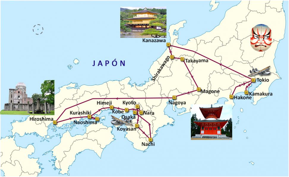 Mapa del viaje Jap�n. Tierra de Contrastes
