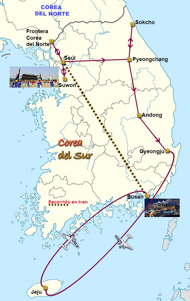 Mapa del viaje El Hanbok coreano