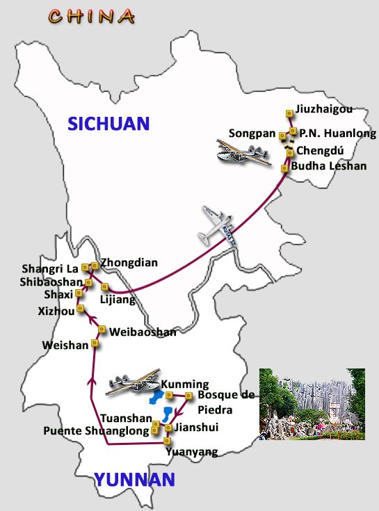 Mapa del viaje Ruta del T� y los Caballos, agosto.